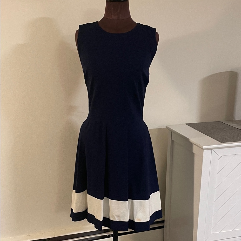 Saks Fifth Avenue Navy and White Mini Dress